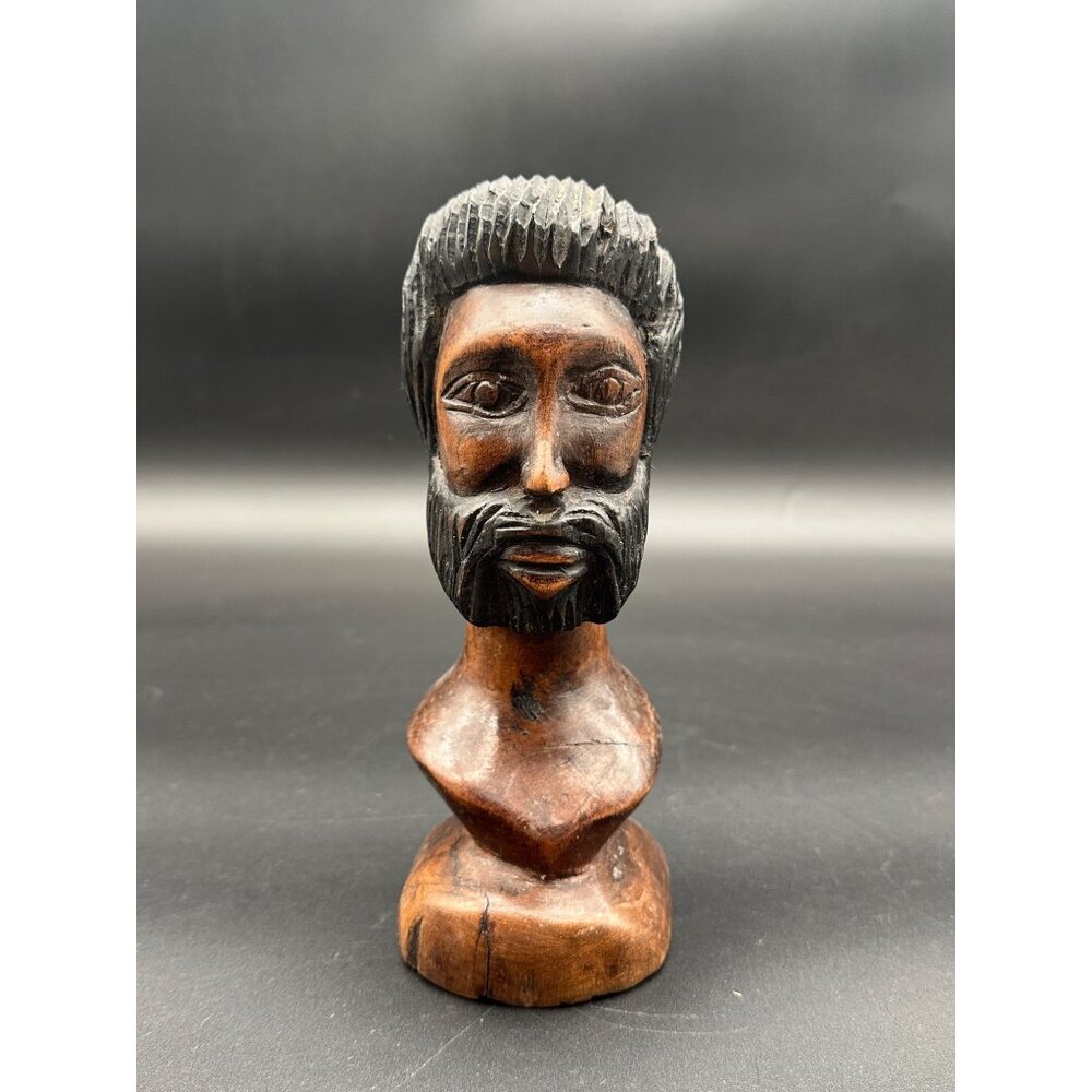 Africa Carved Wood Head Bust Sculpture Figure Tribal Art Man